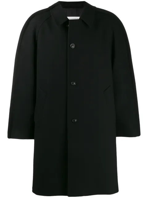 Click to view more detailed imagery on our partner's website Maison Margiela Single Breasted Overcoat In 900 Black