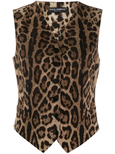 Dolce & Gabbana chaleco con estampado de leopardo
