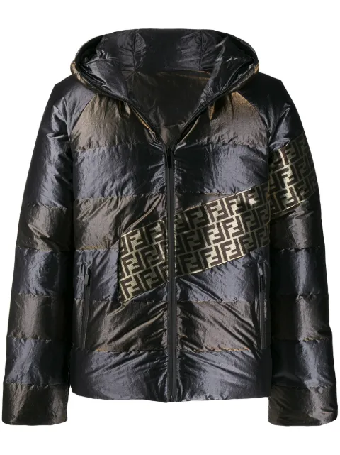 Fendi FF reversible padded down jacket silver & gold FAA659A9Q3 ...