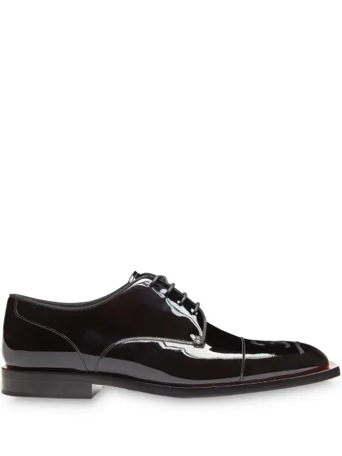 Click to view more detailed imagery on our partner's website Fendi Black Leather Shoes With Karligraphy Pattern In F182Y-Black+Black Red Dhal