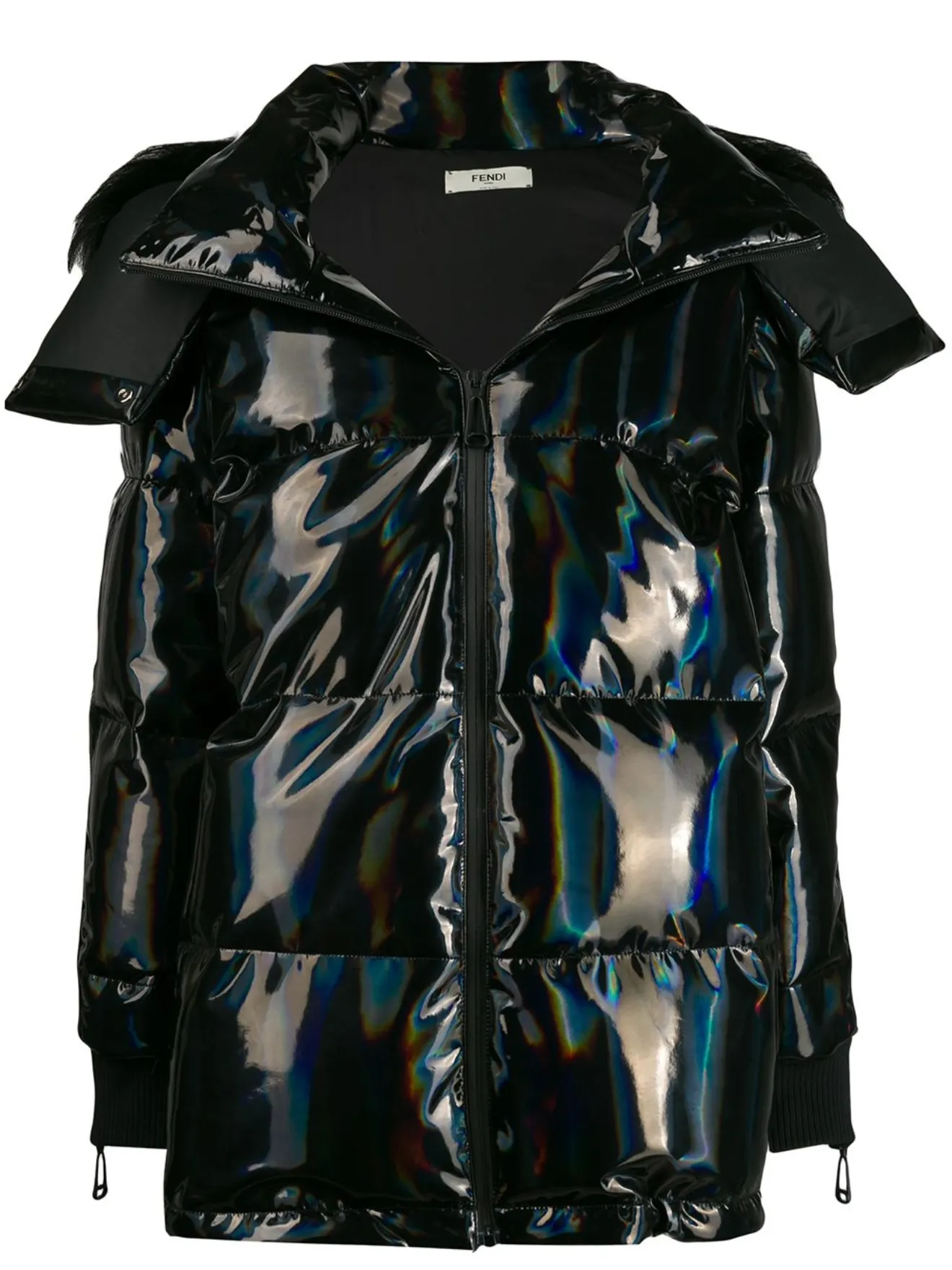 Fendi hologram padded jacket black | MODES