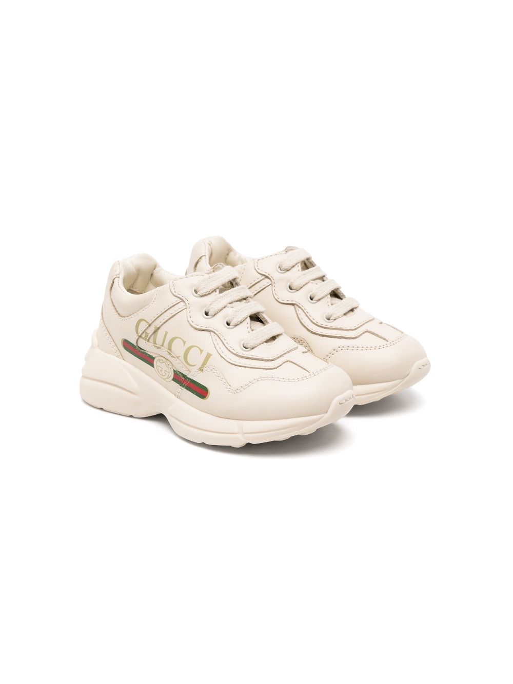 Gucci Kids Rhyton leather sneakers - Neutrals