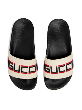 white gucci pool slides