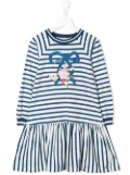 Monnalisa bow ribbon appliqué dress - Blue