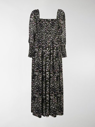 ganni printed georgette dress