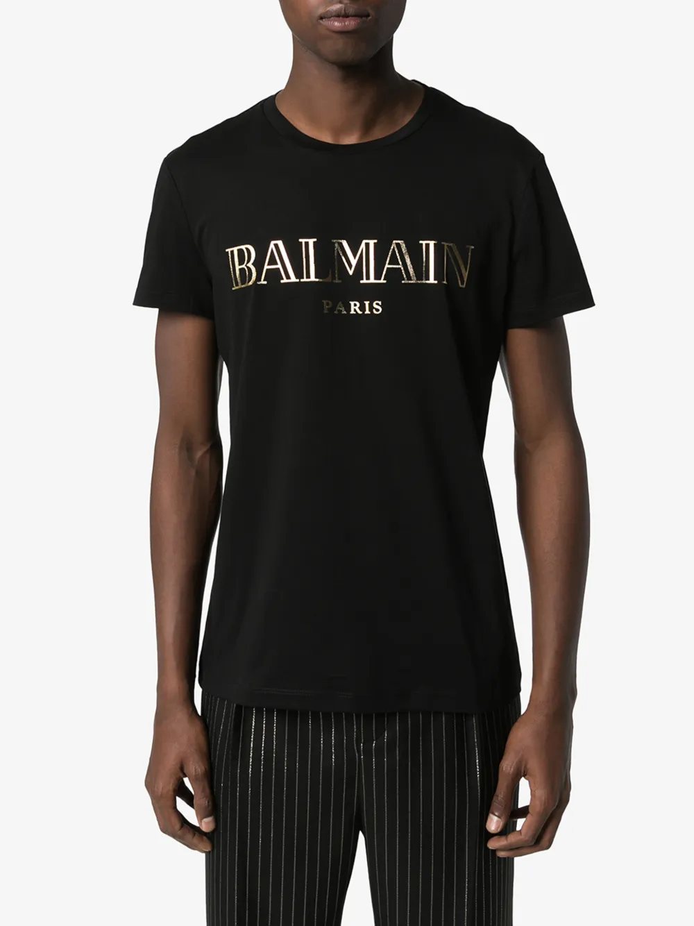 balmain paris logo print t-shirt,th11601i31214217543