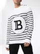 Balmain كنزة منسوجة مخططة بشعار