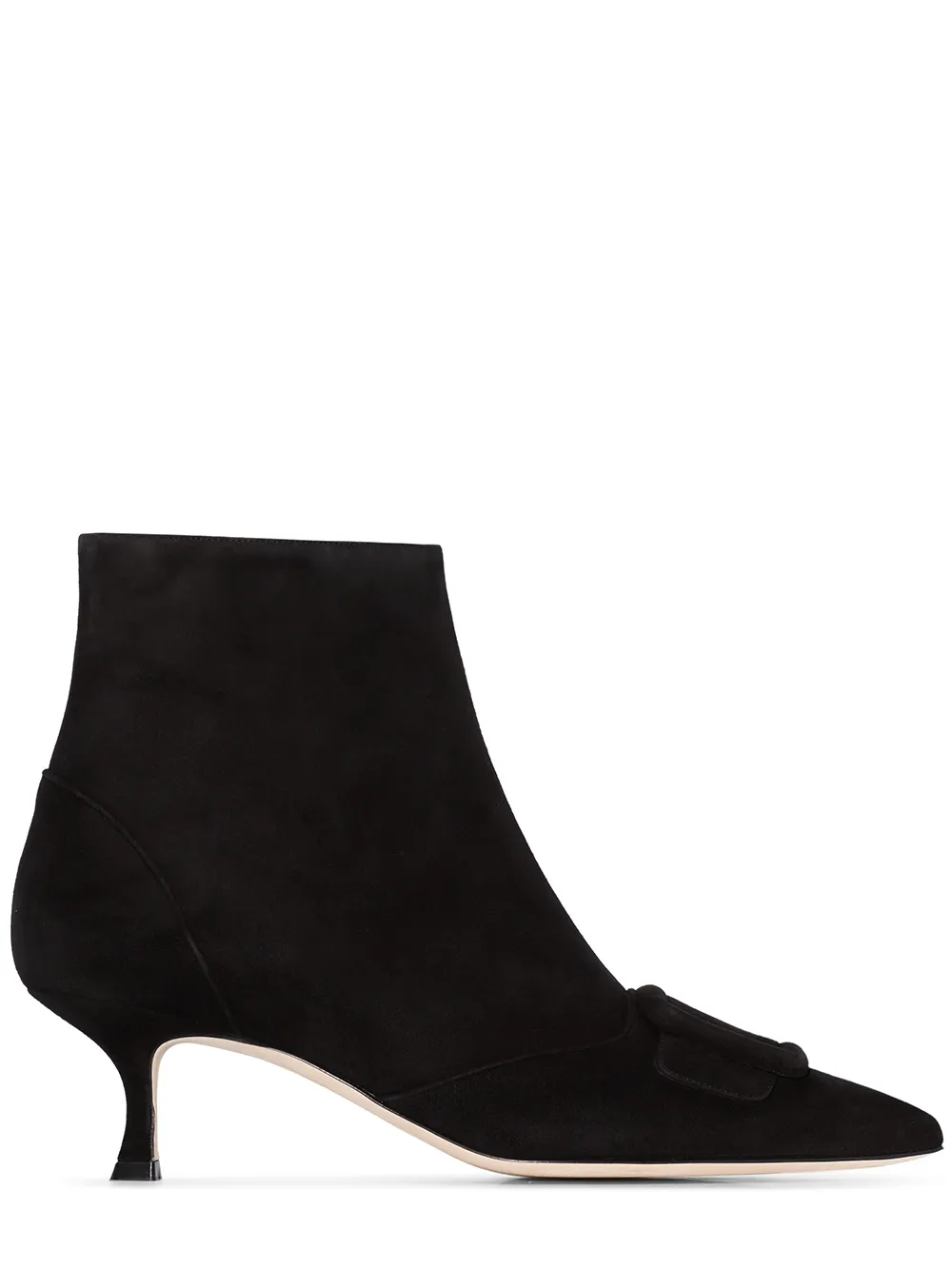 Manolo Blahnik Baylow Tonal Buckle Ankle Boots In Black