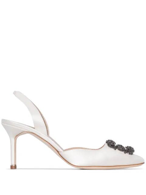 Manolo Blahnik Hangisi 70mm crystal-embellished satin pumps
