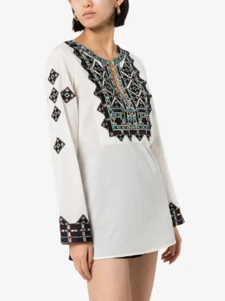 iris embroidered cotton tunic top展示图