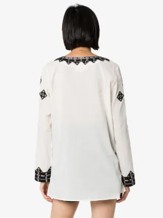 iris embroidered cotton tunic top展示图