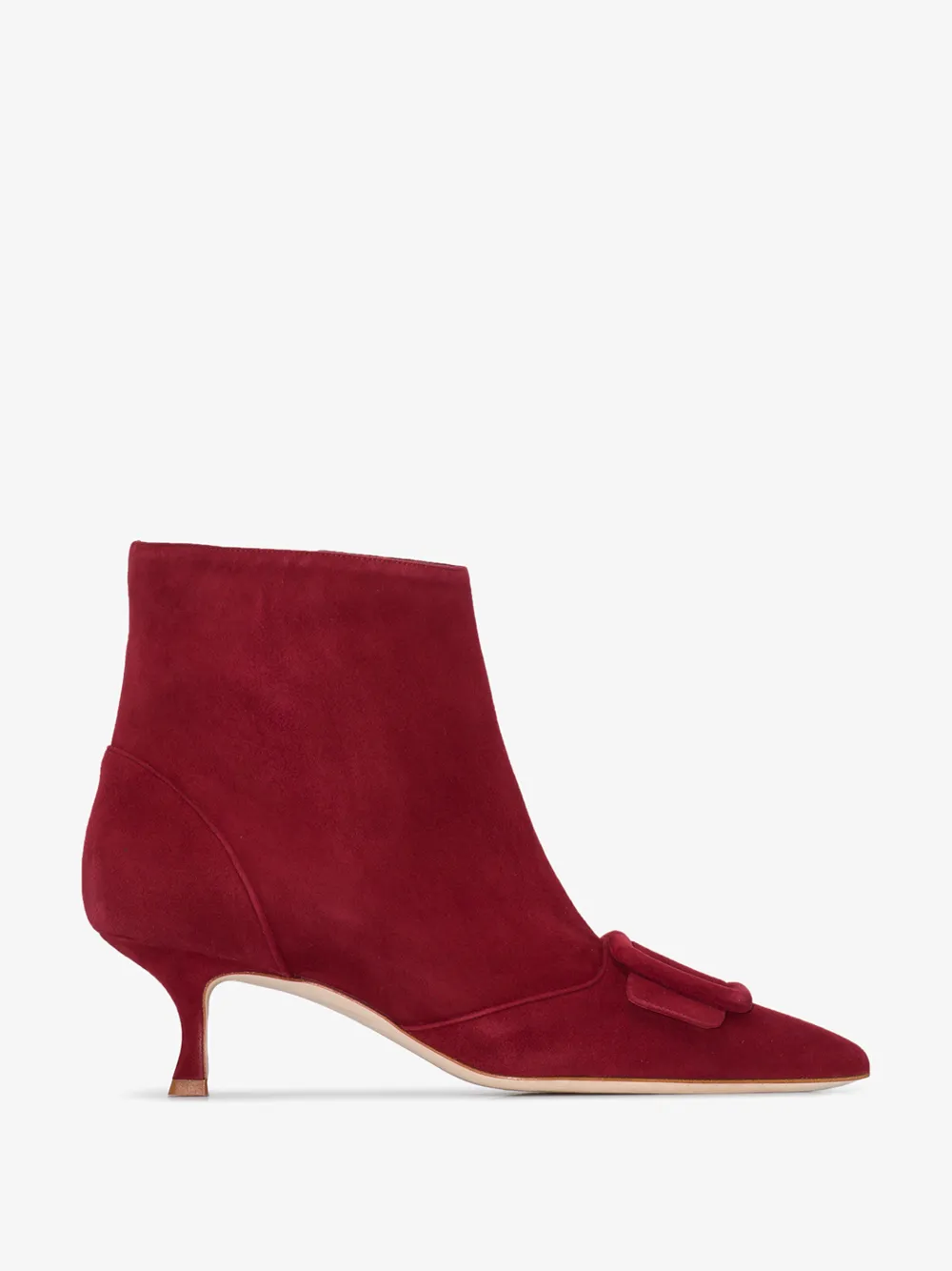 Manolo Blahnik Red Baylow 50 Suede Ankle Boots In Red