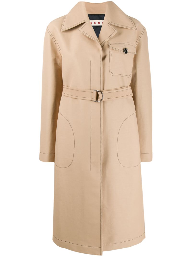 Shop Marni Single-breasted Duster Coat In Neutrals