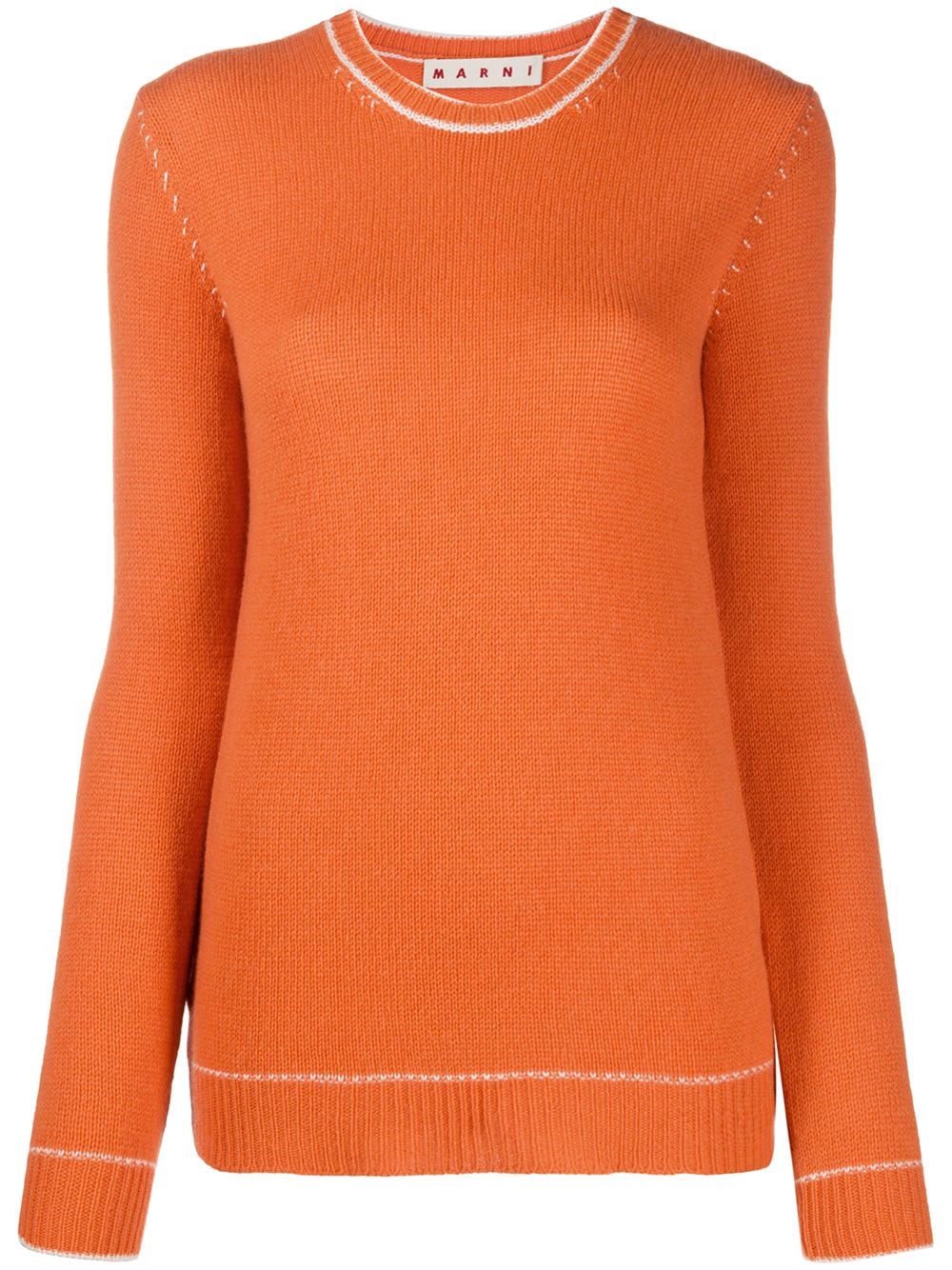 Marni Contrast-stitch Jumper In Orange