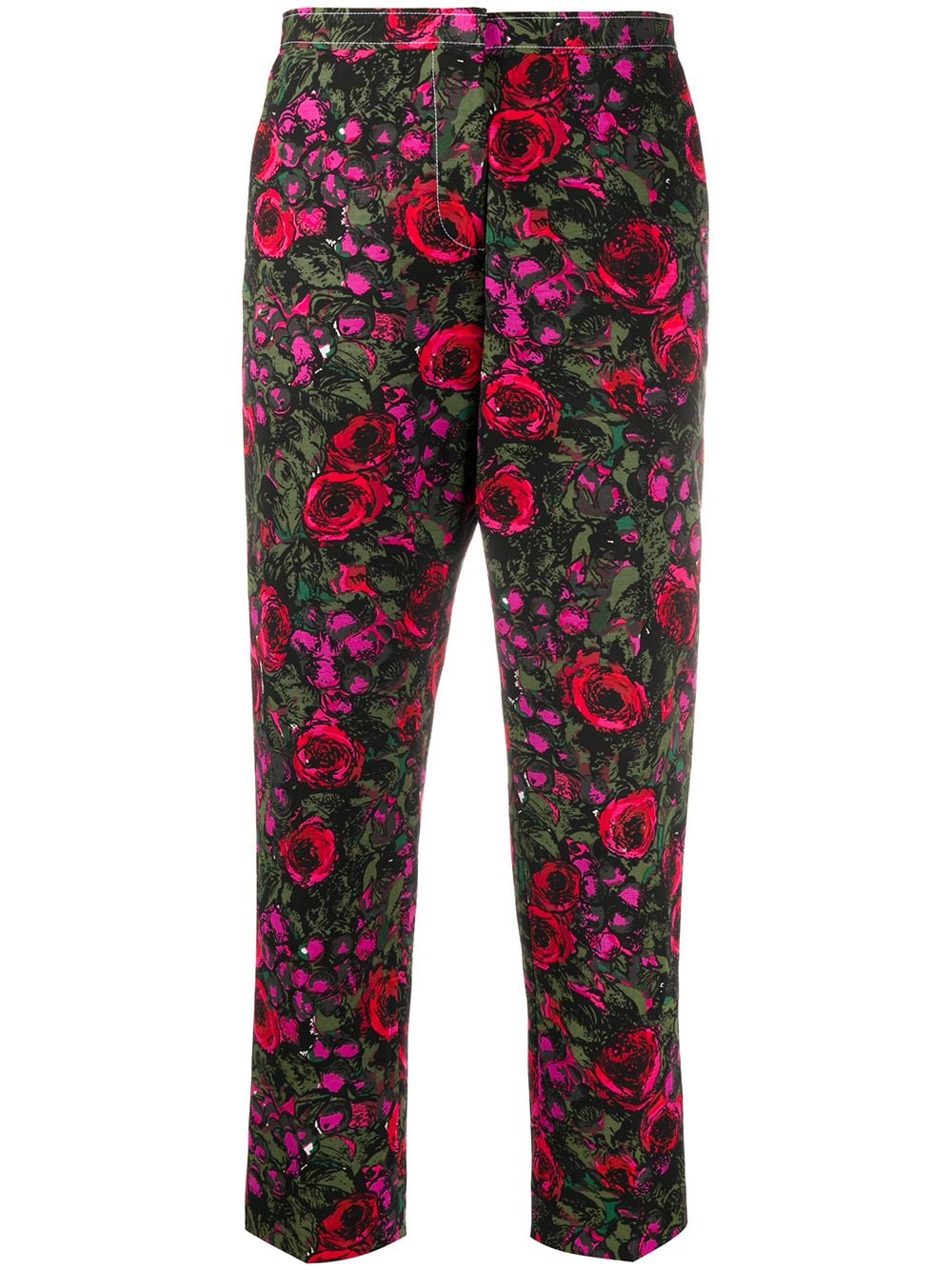 MARNI FLORAL-PRINT CROPPED FAILLE TROUSERS