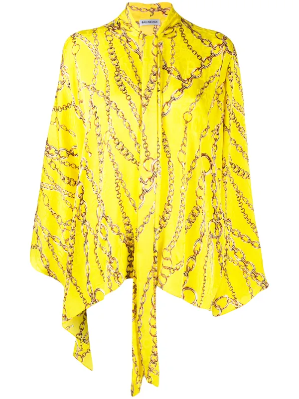 Balenciaga Blusa Con Stampa a Catena Giallo FARFETCH IT