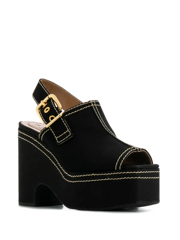 black wedge peep toe sandals