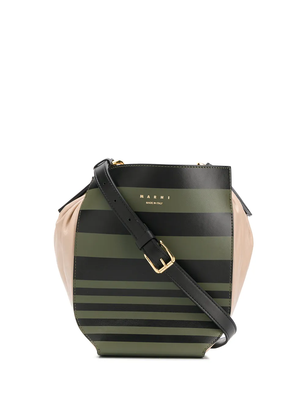 Marni Striped Bucket Bag In Green