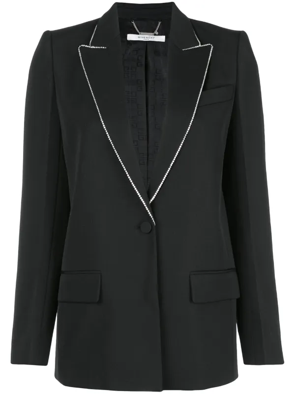 Givenchy Embellished Lapel Blazer in Black