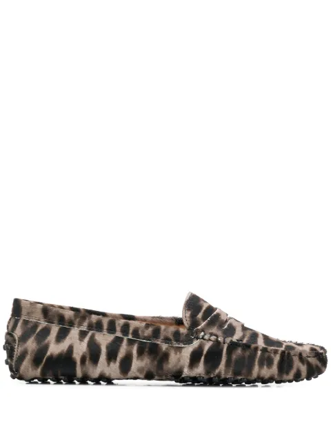 Click to view more detailed imagery on our partner's website Tod's Gommini Leopard Print Genuine Calf Hair Driving Moccasin In B007 Grigio Perla