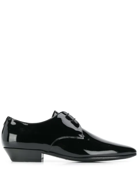 Click to view more detailed imagery on our partner's website Saint Laurent Lace Up Shoes Jonas 25 Patent Leather Black In 1000 Black