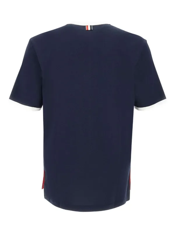 Tシャツ・カットソー THOM BROWNE Men Tops MJT021H00535461 Blue Thom Browne contrasting-trim T-shirt | Blue | FARFETCH IN