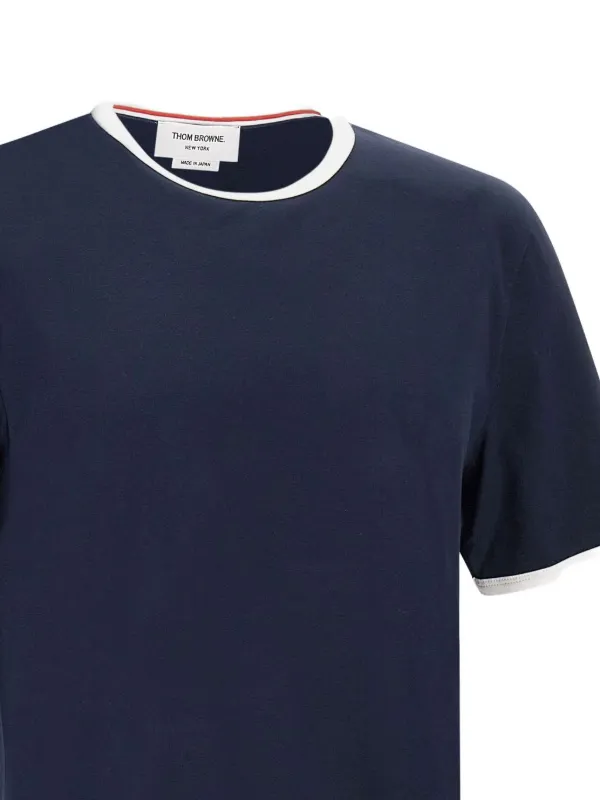 Tシャツ・カットソー THOM BROWNE Men T Shirts MWL403OF0313 Blue Thom Browne contrasting-trim T-shirt | Blue | FARFETCH TH