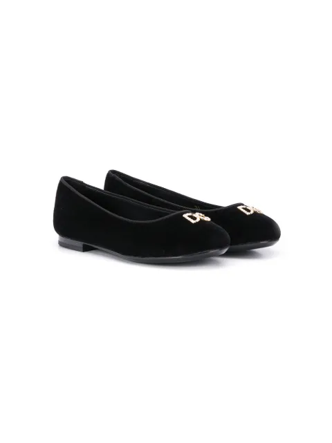 Dolce & Gabbana Kids logo embellished ballerina shoes