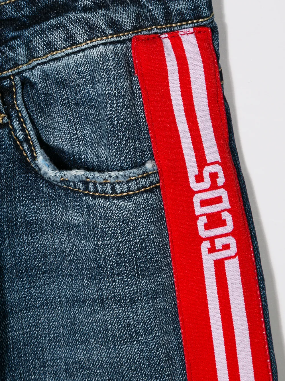 Gcds Kids Jeans met streep aan de zijkant Blauw