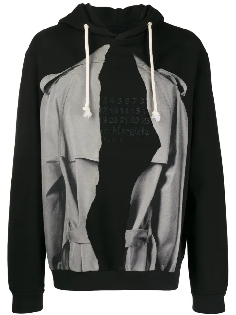 Click to view more detailed imagery on our partner's website Maison Margiela Printed Loopback Cotton-jersey Hoodie In 900 Black