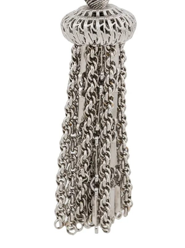 Monet Pre-owned 1970's Chain Tassel Necklace in Silver, view 3