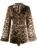 Dolce & Gabbana leopard-print belted pajama shirt - Brown