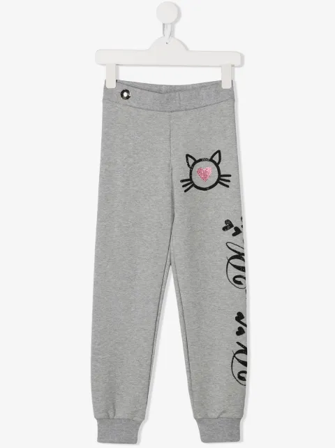 Philipp Plein Junior Crystal Cat track pants