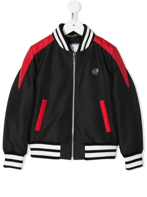 Philipp Plein Junior Rock logo bomber jacket