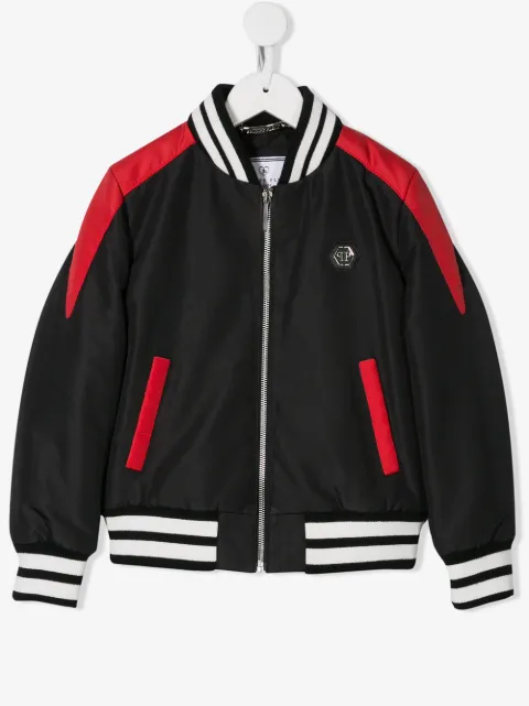 Philipp Plein Junior Rock logo bomber jacket