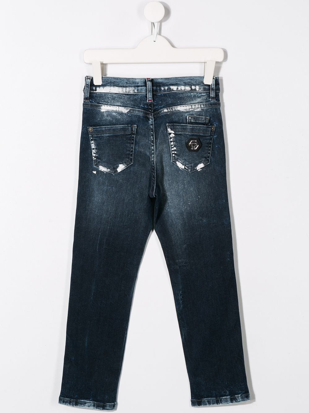 Philipp Plein Junior Jeans met verfspetters - Blauw
