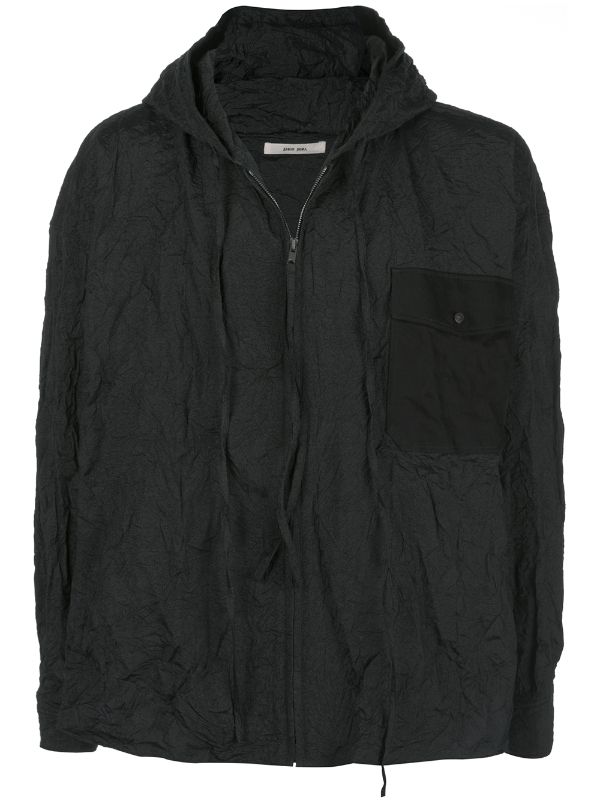 black lightweight hooded jacket