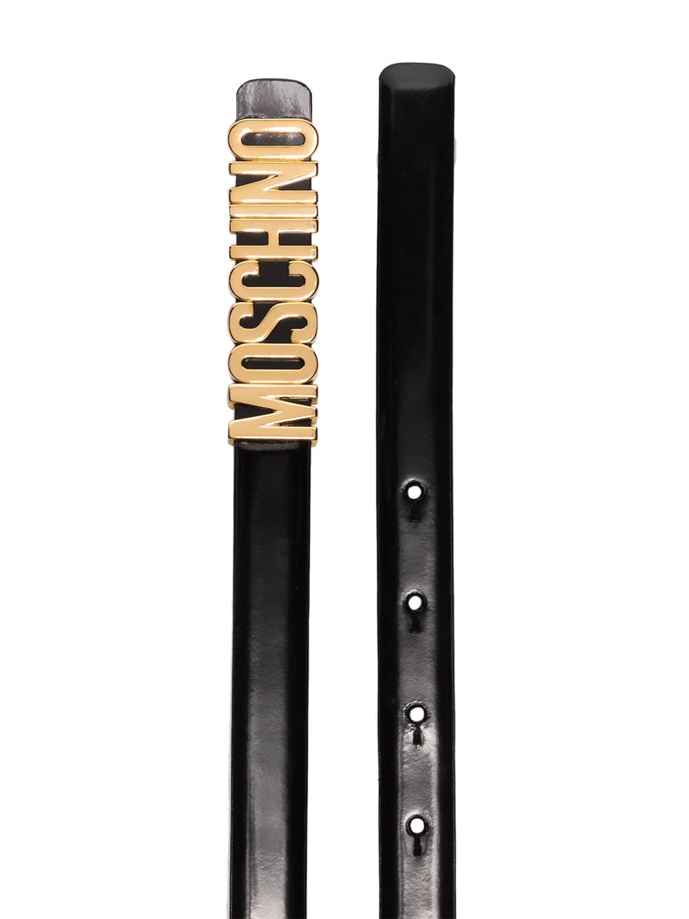 Shop Moschino Logo Skinny Belt In Black