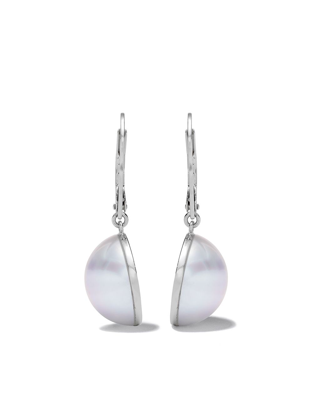 boucles d'oreilles Sliced en or blanc 18ct à perles de culture et diamants