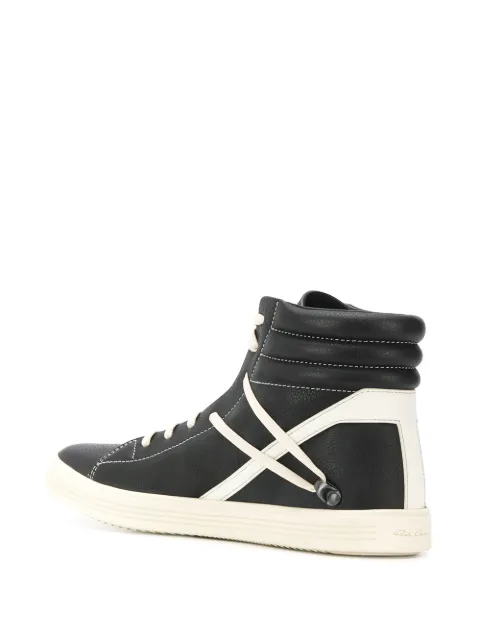 Rick Owens Geothrasher Two-Tone Full-Grain Leather High-Top Sneakers - Black