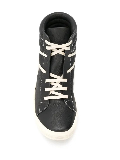 Rick Owens Geothrasher Two-Tone Full-Grain Leather High-Top Sneakers - Black