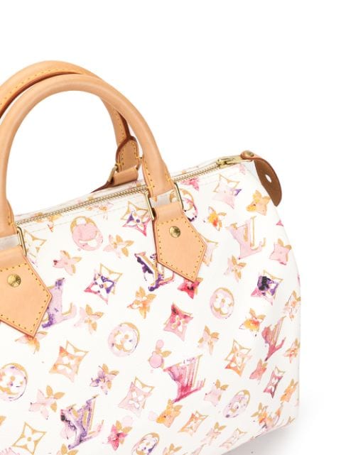 Shop white Louis Vuitton pre-owned Watercolour monogram Speedy 30 tote bag with Express Delivery ...