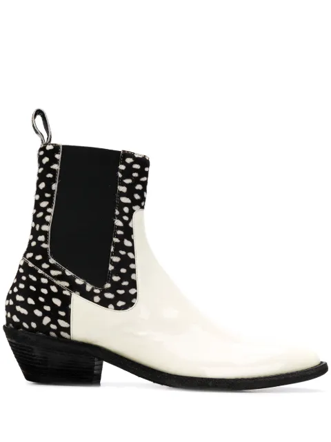 Click to view more detailed imagery on our partner's website Haider Ackermann Spotted Western Boots In Peritoofwht