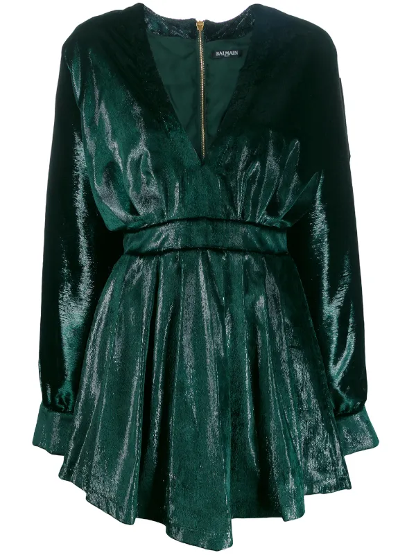 green metallic dress