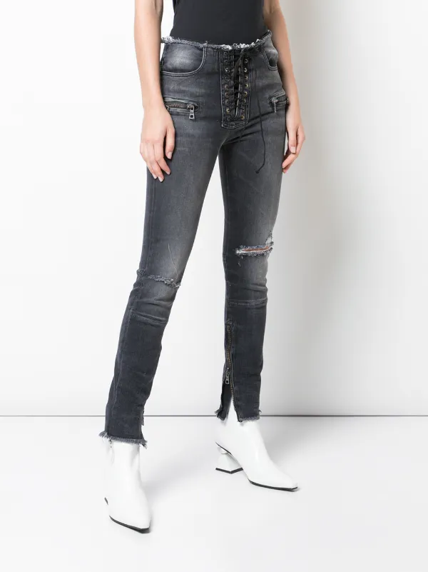 UNRAVEL PROJECT Distressed Skinny Jeans | Black | FARFETCH