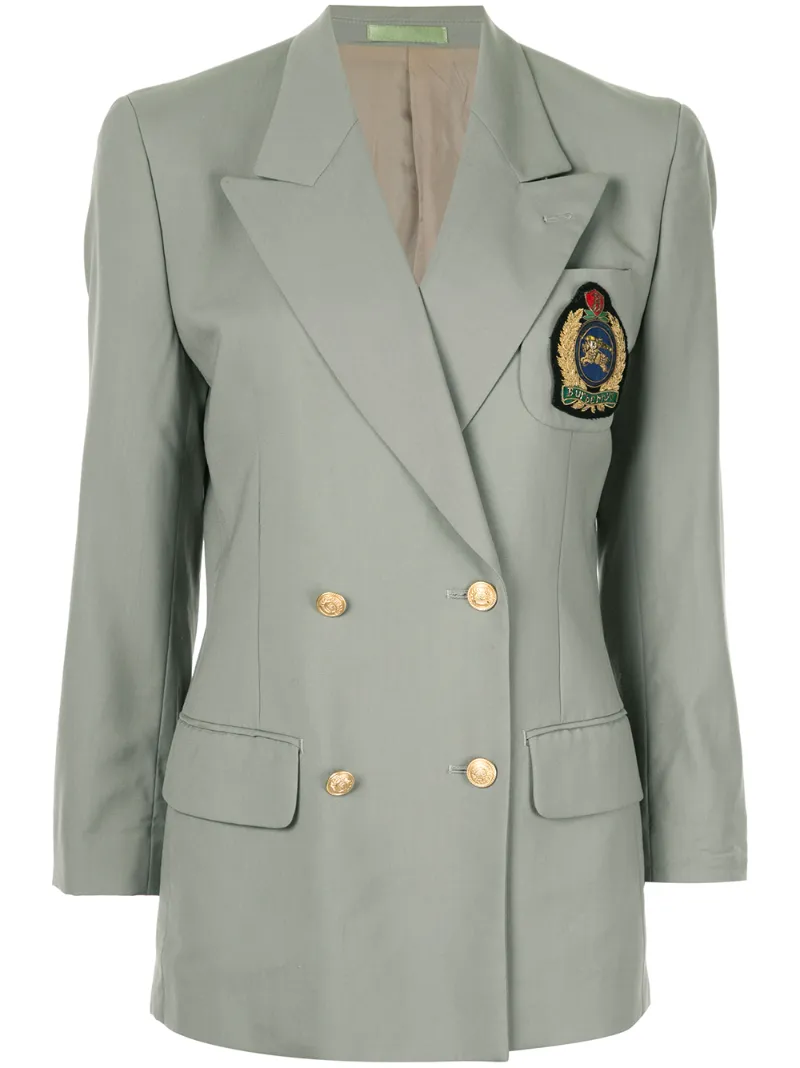 Click to view more detailed imagery on our partner's website Burberry Double-Breasted Slim Blazer In Grey