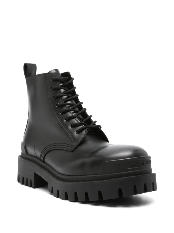 関税込【BALENCIAGA】ストライクレザーレースアップブーツ Black Balenciaga Strike 20mm レースアップブーツ | ブラック