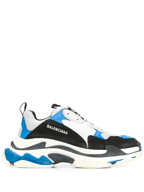 Click to view more detailed imagery on our partner's website Balenciaga Black & Blue Triple S Sneakers In 1007 Black/Blu/White