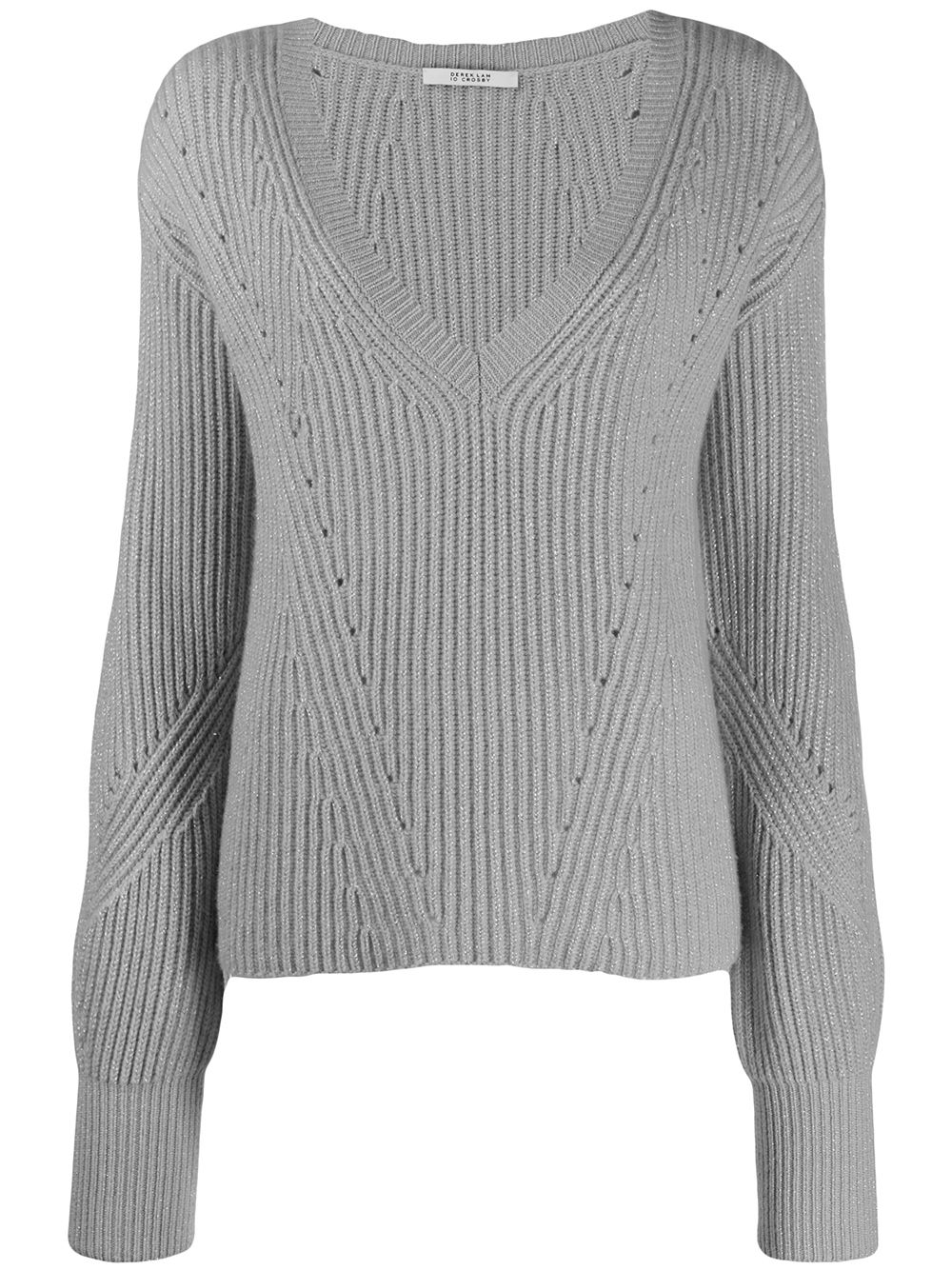 фото Derek lam 10 crosby кашемировый свитер в рубчик с v-образным вырезом и рукавами колокол