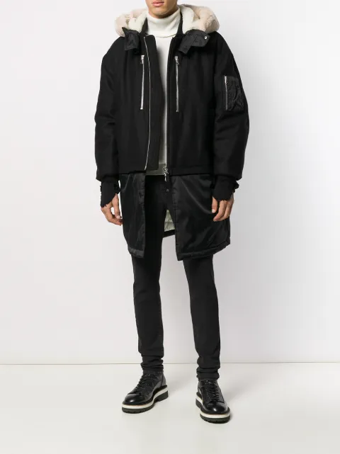 DIESEL BLACK GOLD CONTRAST PANEL HOODED PARKA